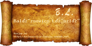 Balázsovics László névjegykártya